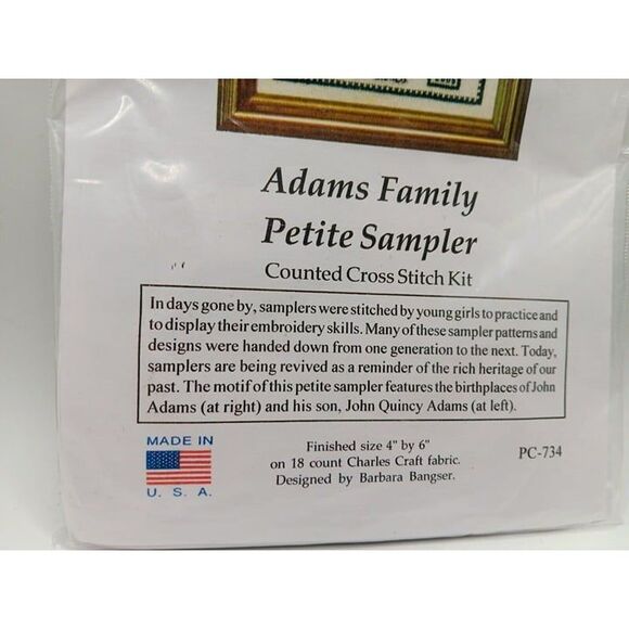 New! Adams Family Petite Sampler 4x6 Barbara Bangser Cross-stitch Kit PC-734 - Picture 4 of 7